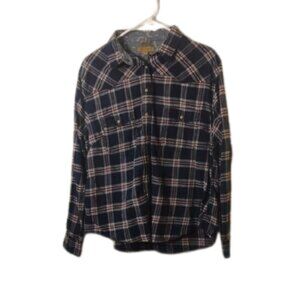 JACHS Girlfriend Navy and White Plaid Shirt